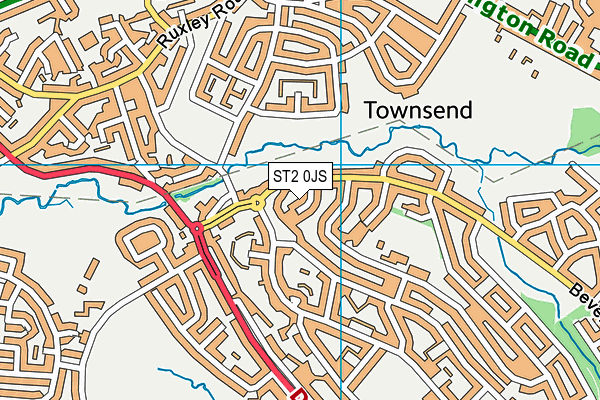 ST2 0JS map - OS VectorMap District (Ordnance Survey)