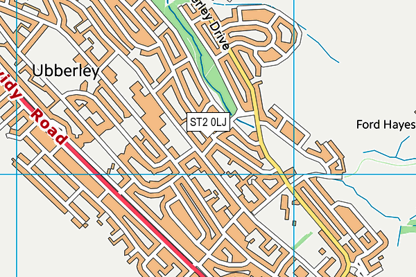 ST2 0LJ map - OS VectorMap District (Ordnance Survey)