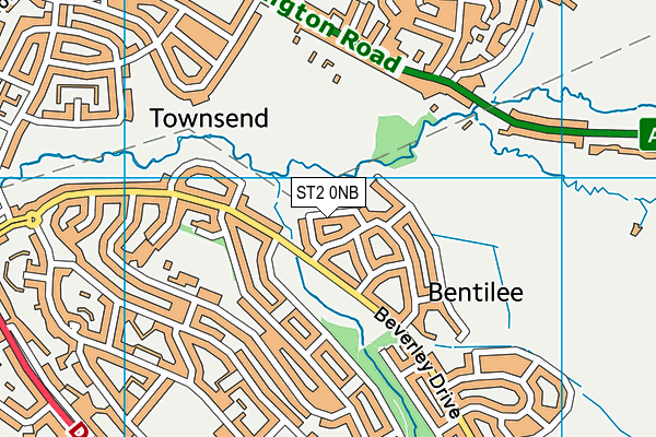 ST2 0NB map - OS VectorMap District (Ordnance Survey)