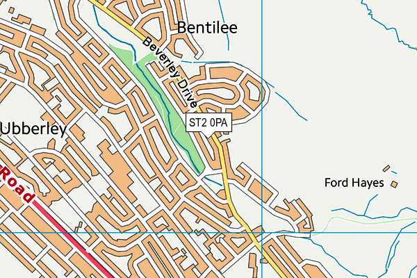 ST2 0PA map - OS VectorMap District (Ordnance Survey)