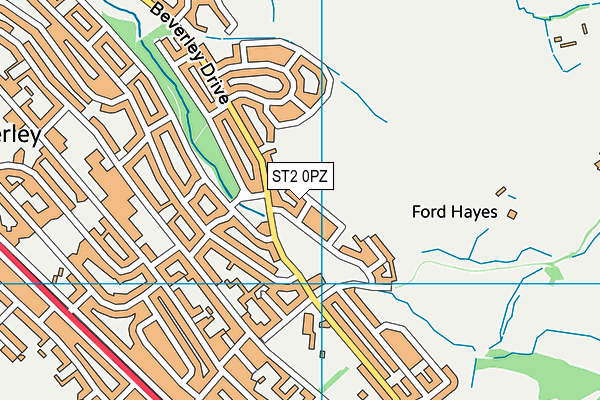 ST2 0PZ map - OS VectorMap District (Ordnance Survey)