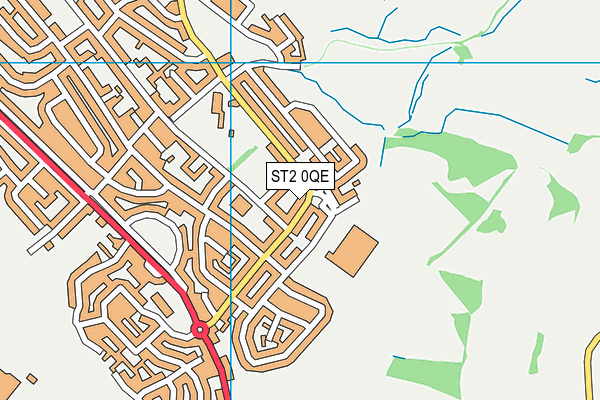ST2 0QE map - OS VectorMap District (Ordnance Survey)