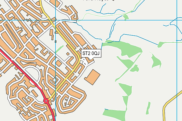 ST2 0QJ map - OS VectorMap District (Ordnance Survey)