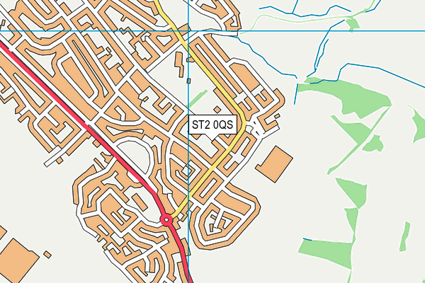 ST2 0QS map - OS VectorMap District (Ordnance Survey)