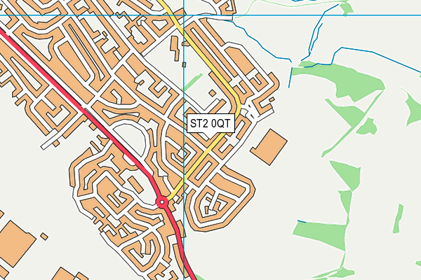 ST2 0QT map - OS VectorMap District (Ordnance Survey)