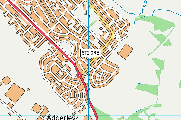 ST2 0RE map - OS VectorMap District (Ordnance Survey)