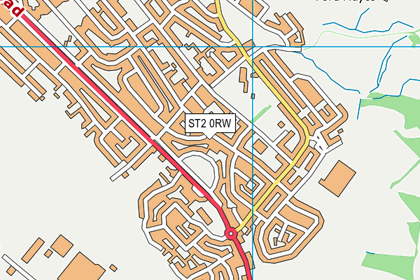 ST2 0RW map - OS VectorMap District (Ordnance Survey)