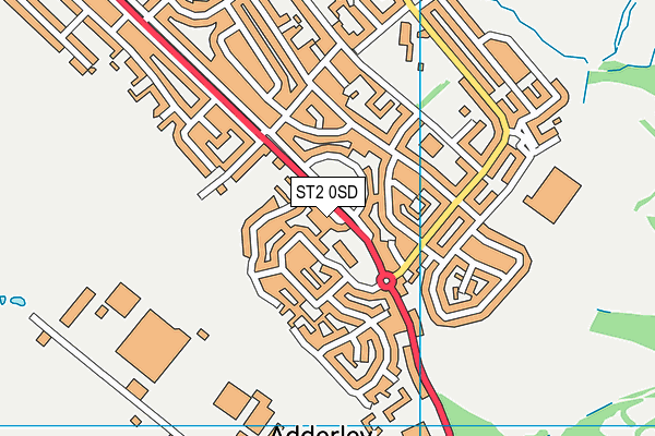 ST2 0SD map - OS VectorMap District (Ordnance Survey)