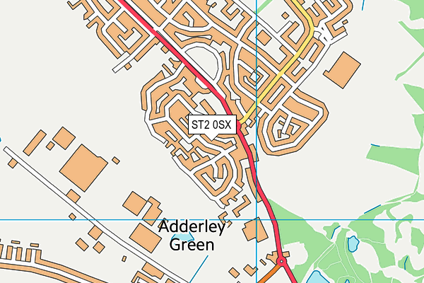 ST2 0SX map - OS VectorMap District (Ordnance Survey)