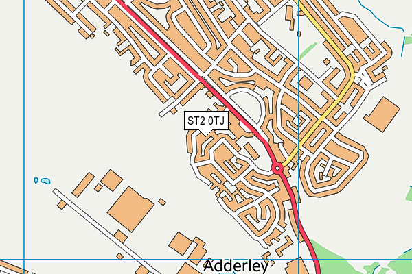 ST2 0TJ map - OS VectorMap District (Ordnance Survey)