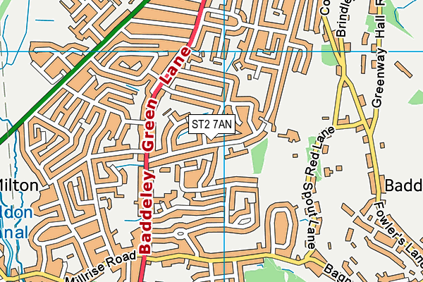 ST2 7AN map - OS VectorMap District (Ordnance Survey)