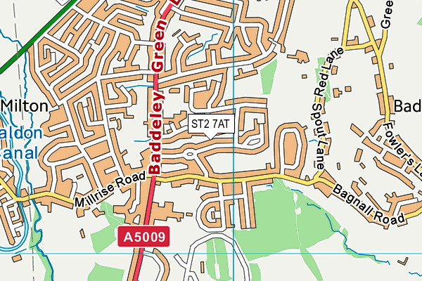 ST2 7AT map - OS VectorMap District (Ordnance Survey)