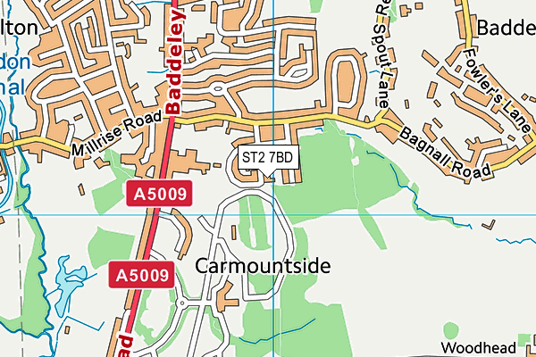 ST2 7BD map - OS VectorMap District (Ordnance Survey)