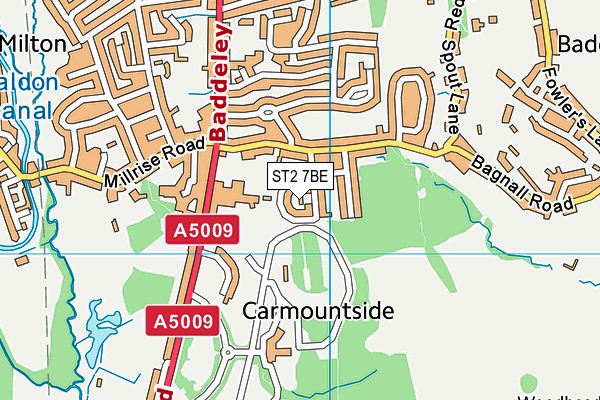 ST2 7BE map - OS VectorMap District (Ordnance Survey)