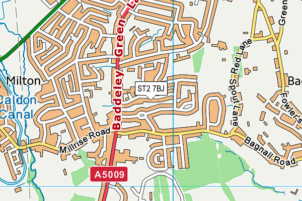 ST2 7BJ map - OS VectorMap District (Ordnance Survey)