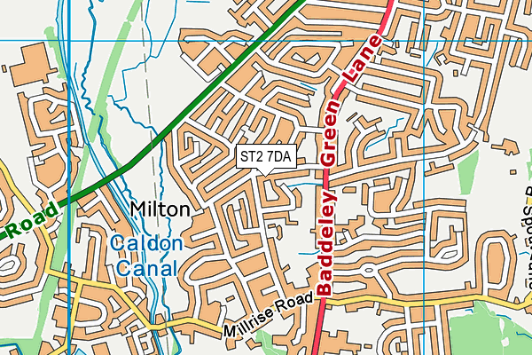 ST2 7DA map - OS VectorMap District (Ordnance Survey)