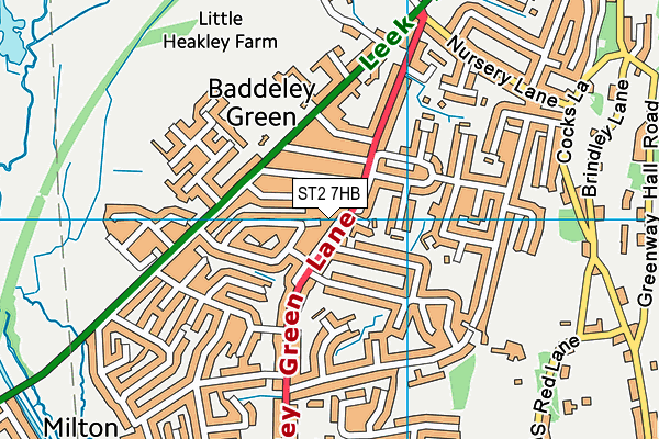 ST2 7HB map - OS VectorMap District (Ordnance Survey)