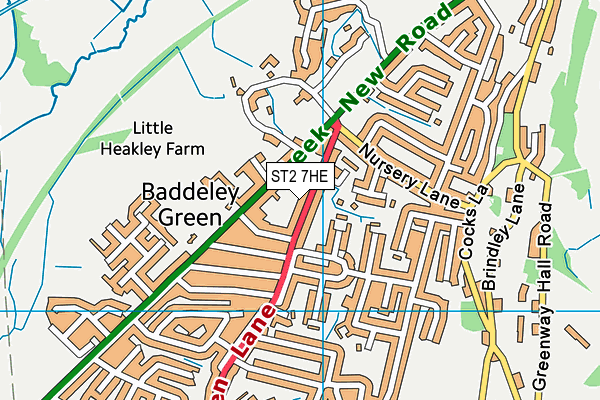 ST2 7HE map - OS VectorMap District (Ordnance Survey)