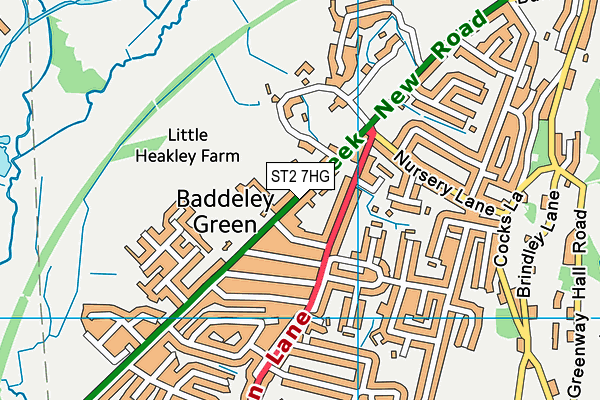 ST2 7HG map - OS VectorMap District (Ordnance Survey)