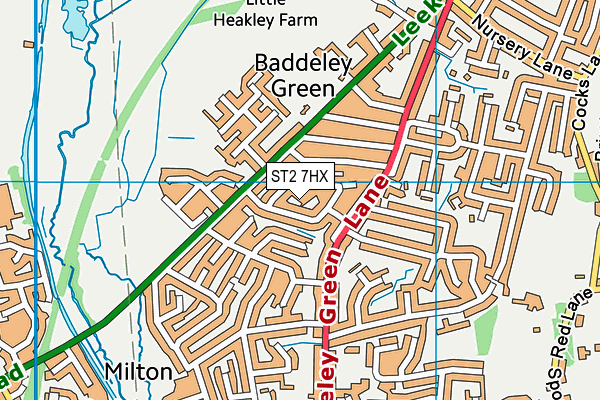 ST2 7HX map - OS VectorMap District (Ordnance Survey)