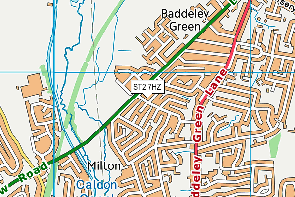 ST2 7HZ map - OS VectorMap District (Ordnance Survey)