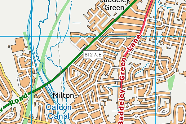 ST2 7JE map - OS VectorMap District (Ordnance Survey)