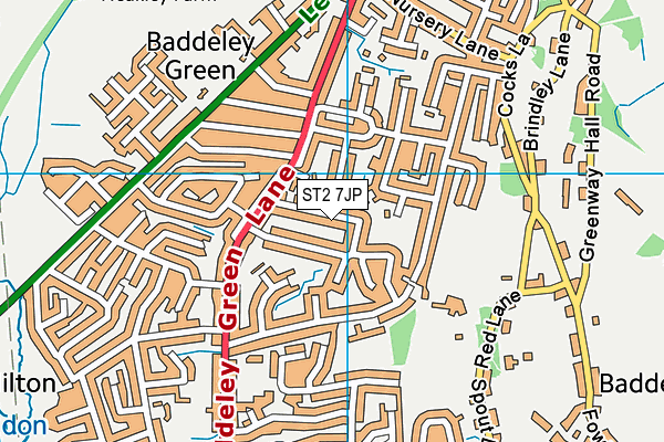 ST2 7JP map - OS VectorMap District (Ordnance Survey)