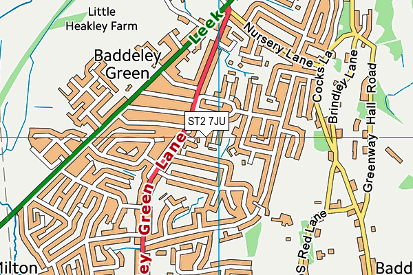 ST2 7JU map - OS VectorMap District (Ordnance Survey)