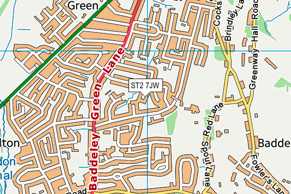 ST2 7JW map - OS VectorMap District (Ordnance Survey)