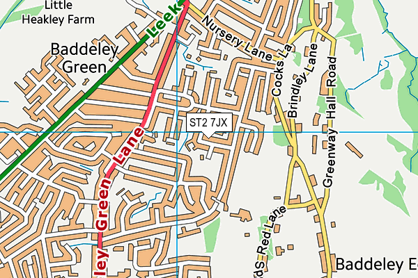 ST2 7JX map - OS VectorMap District (Ordnance Survey)