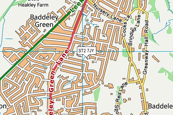 ST2 7JY map - OS VectorMap District (Ordnance Survey)