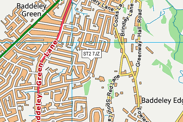 ST2 7JZ map - OS VectorMap District (Ordnance Survey)