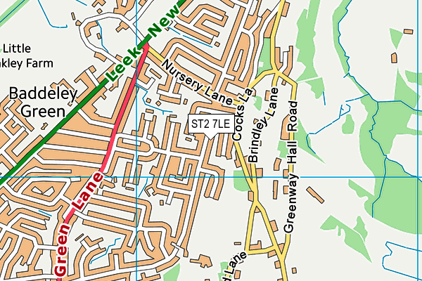 ST2 7LE map - OS VectorMap District (Ordnance Survey)