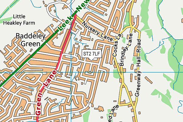 ST2 7LF map - OS VectorMap District (Ordnance Survey)