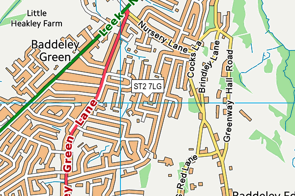 ST2 7LG map - OS VectorMap District (Ordnance Survey)