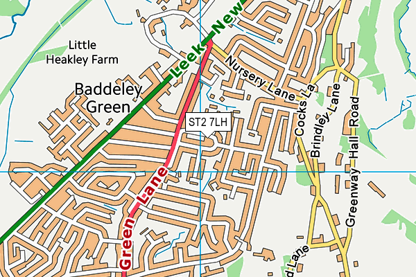 ST2 7LH map - OS VectorMap District (Ordnance Survey)