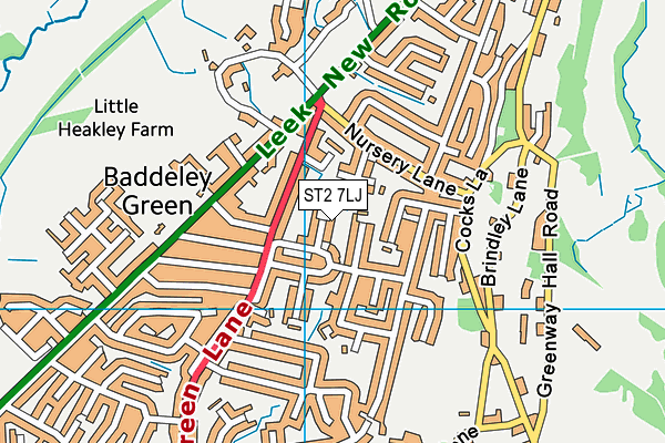 ST2 7LJ map - OS VectorMap District (Ordnance Survey)