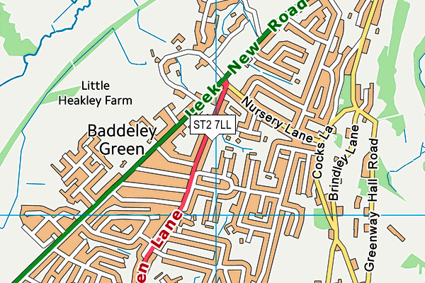 ST2 7LL map - OS VectorMap District (Ordnance Survey)