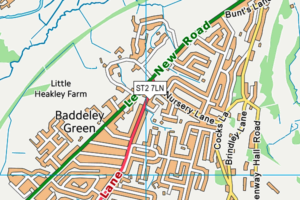 ST2 7LN map - OS VectorMap District (Ordnance Survey)