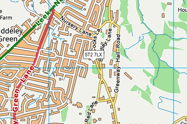 ST2 7LX map - OS VectorMap District (Ordnance Survey)