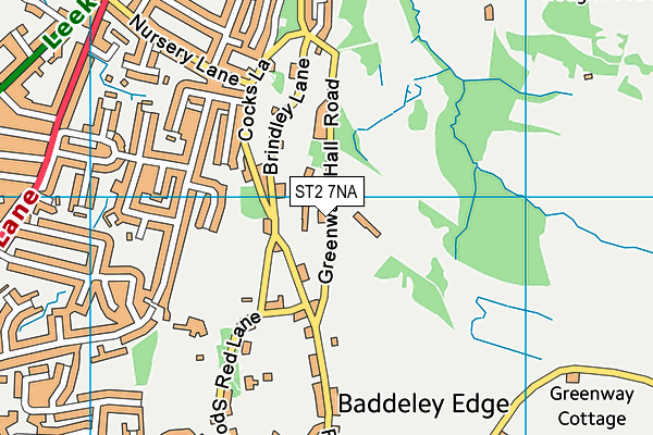 ST2 7NA map - OS VectorMap District (Ordnance Survey)