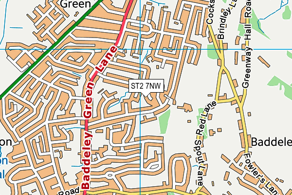 ST2 7NW map - OS VectorMap District (Ordnance Survey)