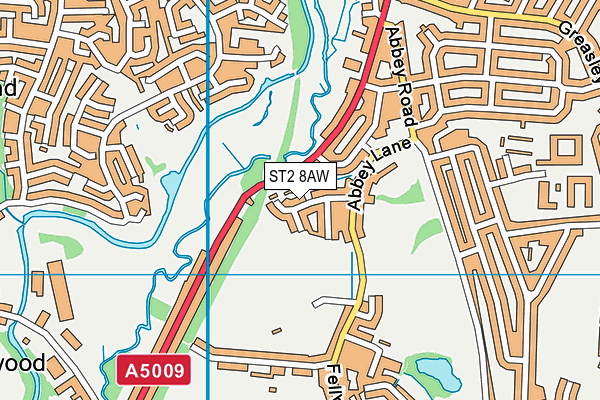 ST2 8AW map - OS VectorMap District (Ordnance Survey)