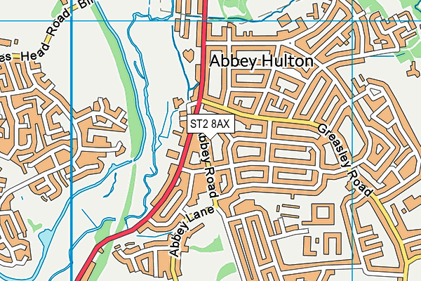 ST2 8AX map - OS VectorMap District (Ordnance Survey)