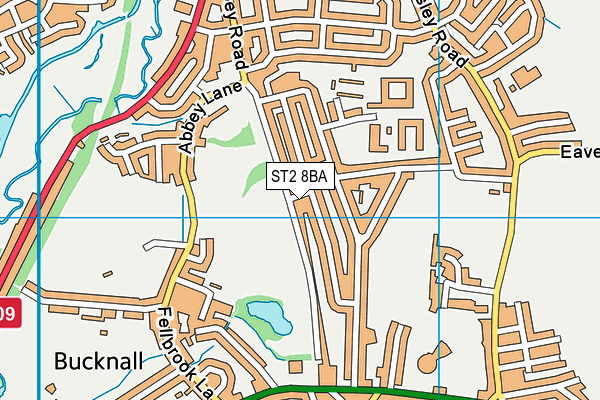 ST2 8BA map - OS VectorMap District (Ordnance Survey)