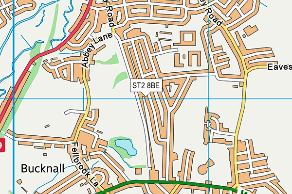 ST2 8BE map - OS VectorMap District (Ordnance Survey)