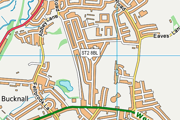 ST2 8BL map - OS VectorMap District (Ordnance Survey)