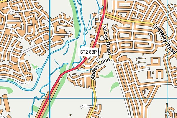ST2 8BP map - OS VectorMap District (Ordnance Survey)