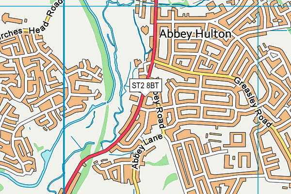 ST2 8BT map - OS VectorMap District (Ordnance Survey)