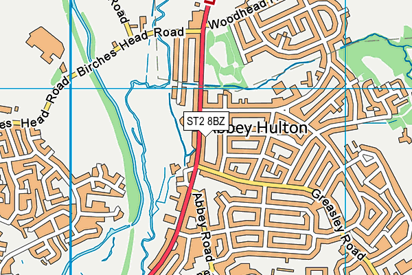 ST2 8BZ map - OS VectorMap District (Ordnance Survey)